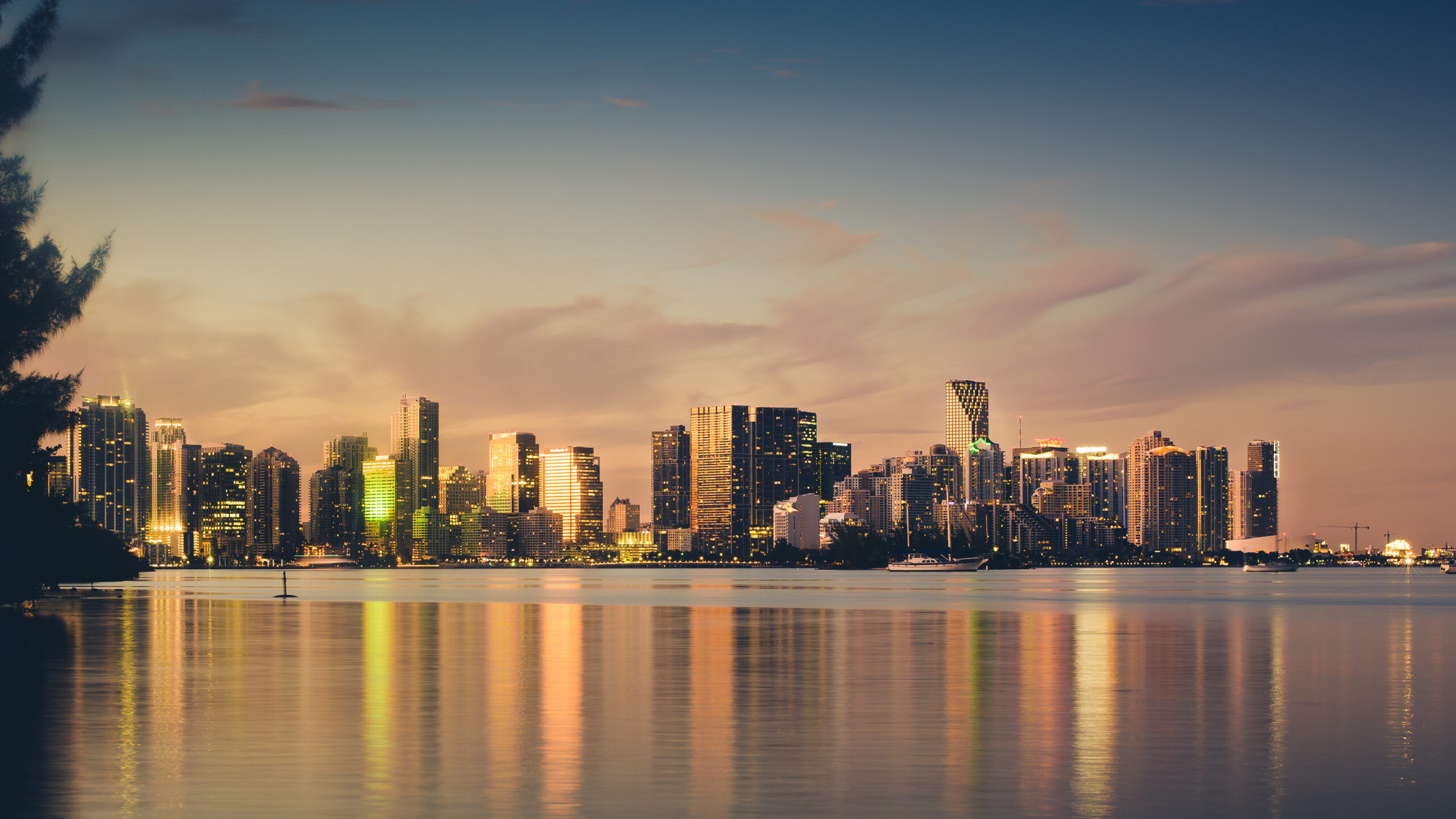 Skyline shot of Downtown Miami taken from the abandoned Marine Stadium