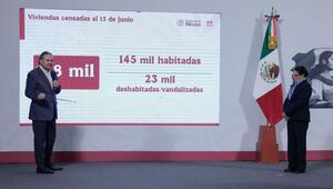 Un ejecutivo, impecablemente vestido, presenta datos del censo sobre viviendas habitadas y propiedades afectadas por actos de vandalismo, respaldándose en estadísticas oficiales de Infonavit. A su lado, una colaboradora acompaña la exposición. El escenario está enmarcado con la bandera de México y el emblema gubernamental, transmitiendo institucionalidad y confianza. Esta presentación ofrece información estratégica para inversionistas y compradores que buscan identificar oportunidades sólidas en el sector inmobiliario premium, donde la seguridad patrimonial y el valor a largo plazo son prioridades esenciales.