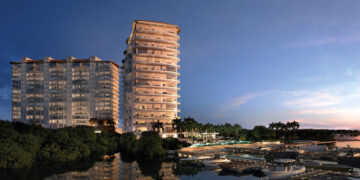 One Laguna Cancún se eleva como un exclusivo rascacielos de arquitectura vanguardista, destacando sus elegantes balcones curvos. Ubicada junto a una imponente torre rectangular y frente a la marina privada con acceso directo para embarcaciones, esta propiedad premium combina vistas panorámicas al atardecer con un entorno exuberante de palmeras y vegetación tropical en el corazón del Caribe mexicano. Es la elección ideal para inversores y compradores que buscan lujo, sofisticación y una experiencia residencial inigualable en una de las zonas más codiciadas de Cancún.